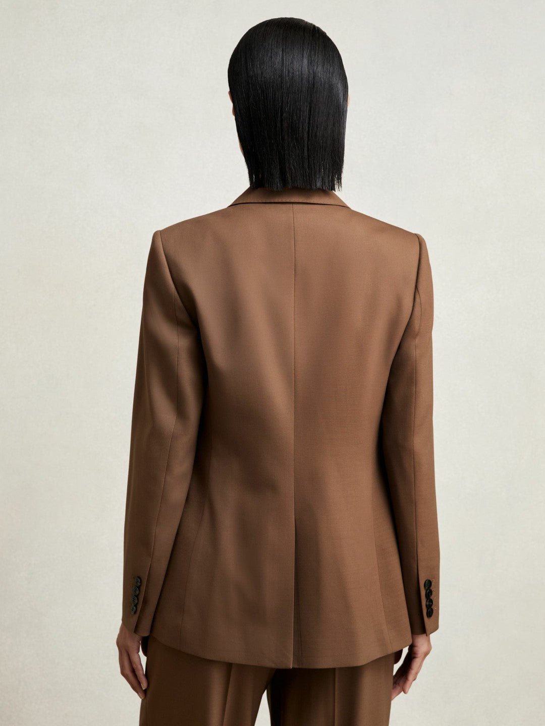 Petite Wool-Blend Double-Breasted Suit Blazer Tan | Womens