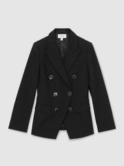 Wool-Blend Double-Breasted Blazer Black | Womens
