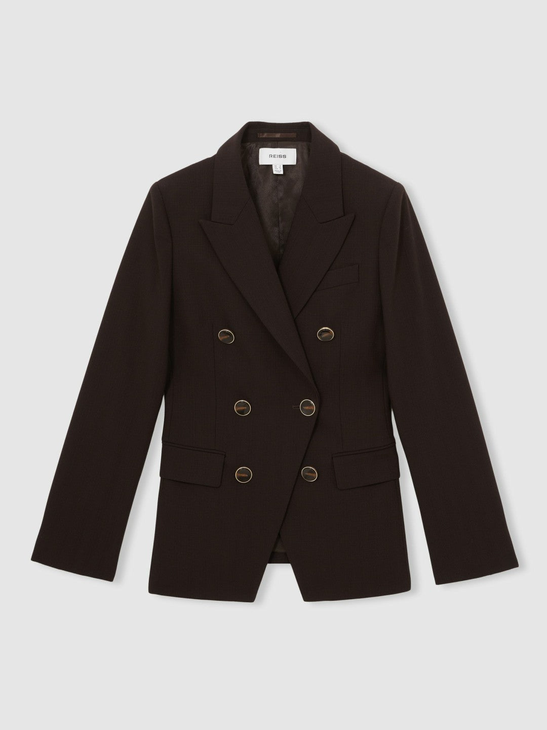 Wool-Blend Double-Breasted Blazer Chocolate Brown | Womens