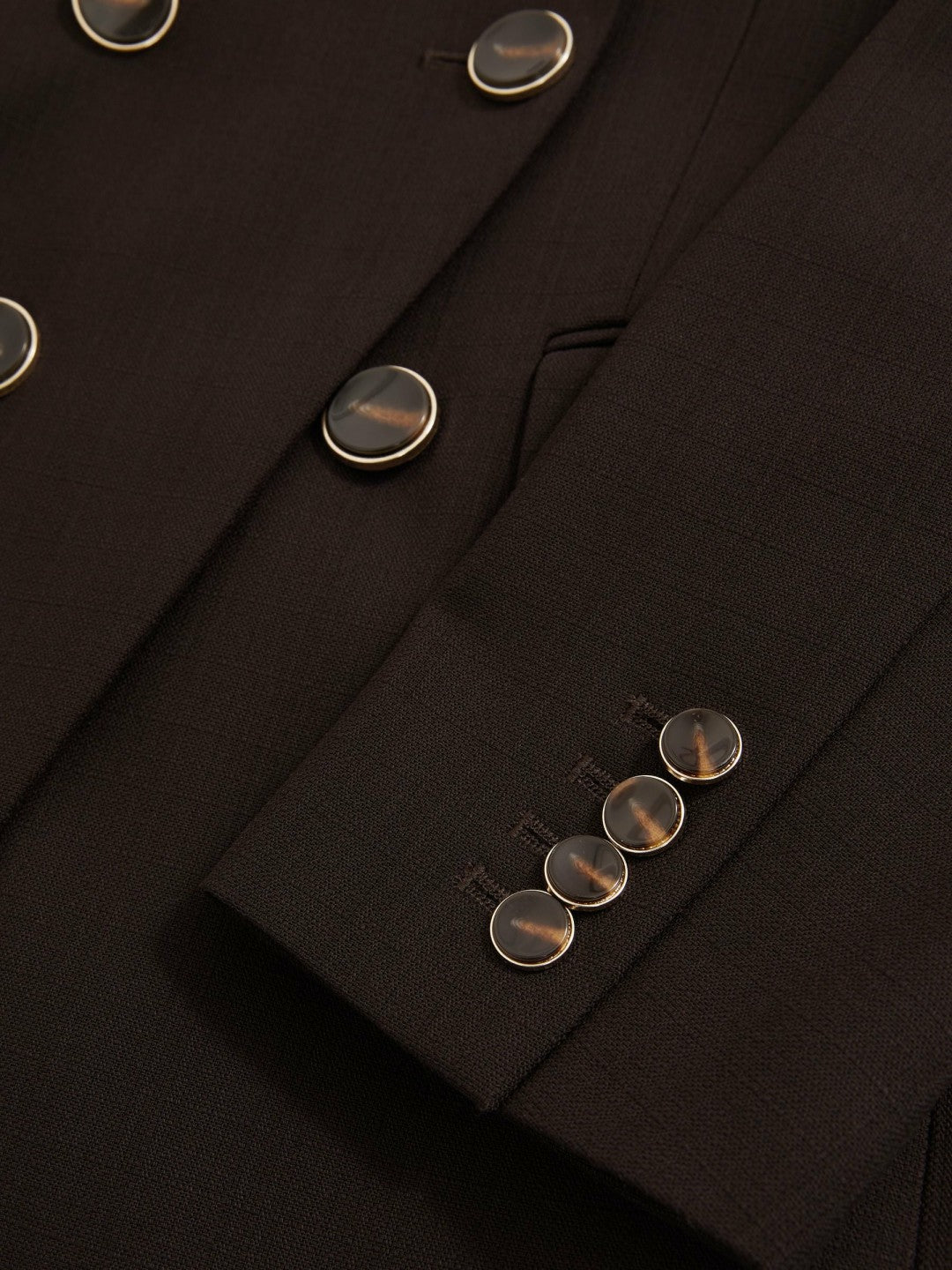 Wool-Blend Double-Breasted Blazer Chocolate Brown | Womens