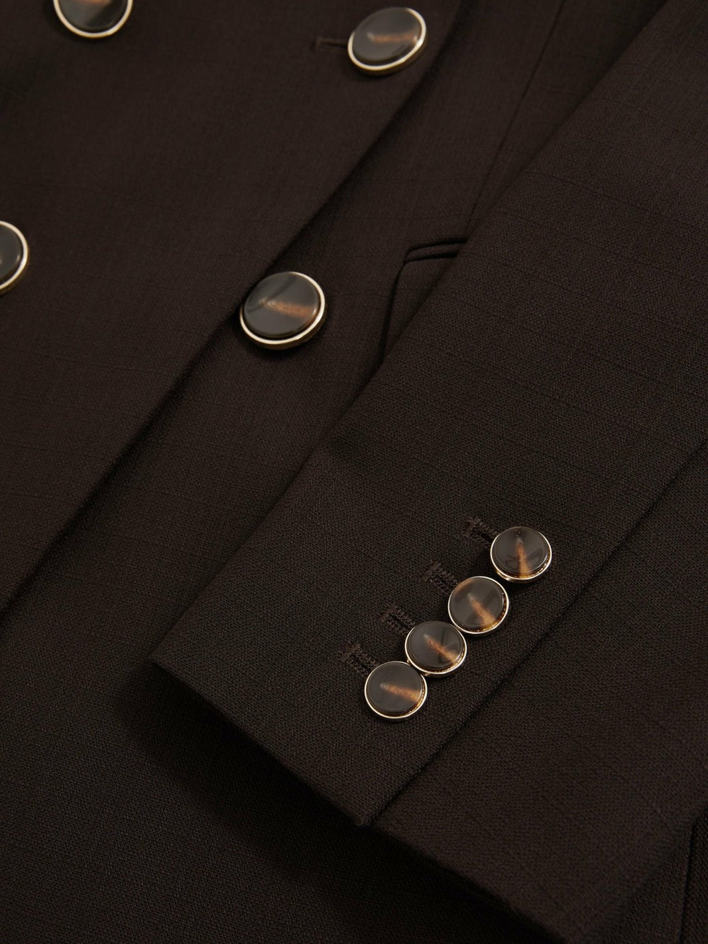 Wool-Blend Double-Breasted Blazer Chocolate Brown | Womens