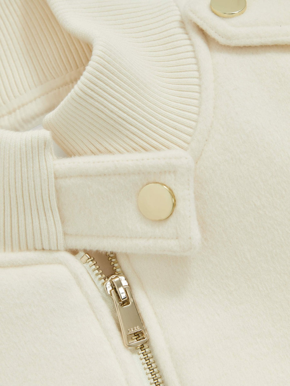 Brushed Wool Epaulette Bomber Jacket Cream | Womens