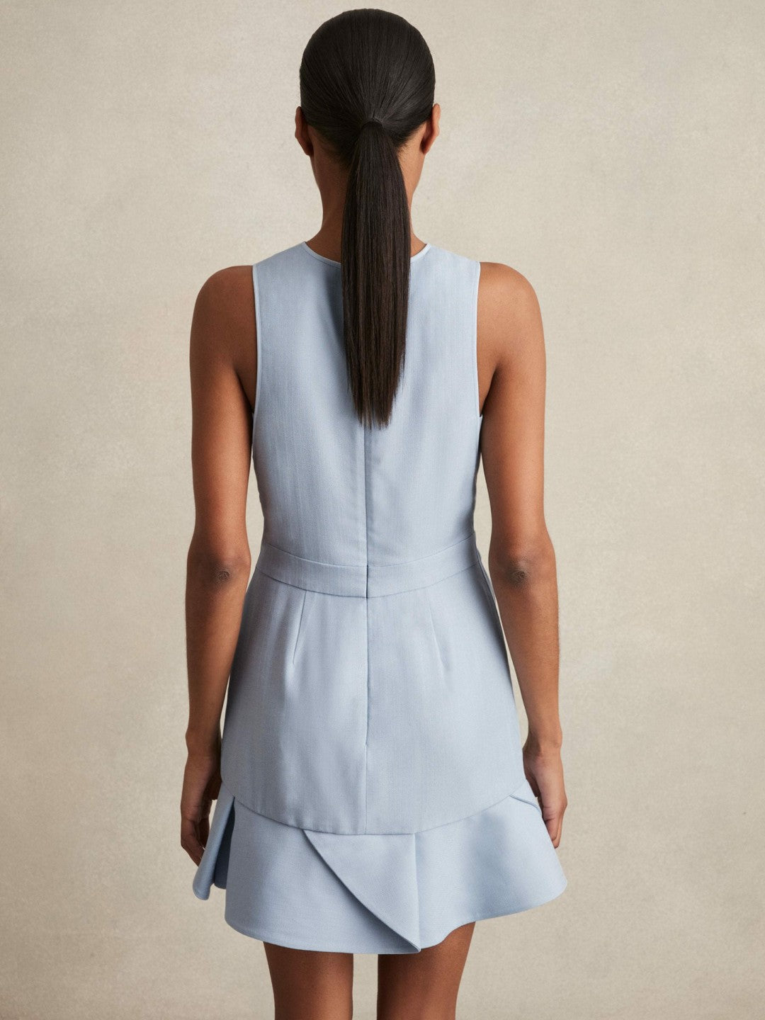 Structured Ruffle-Hem Mini Dress Blue | Womens