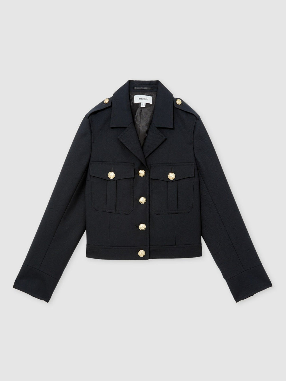 Wool Twin-Pocket Cropped Jacket Black | Womens
