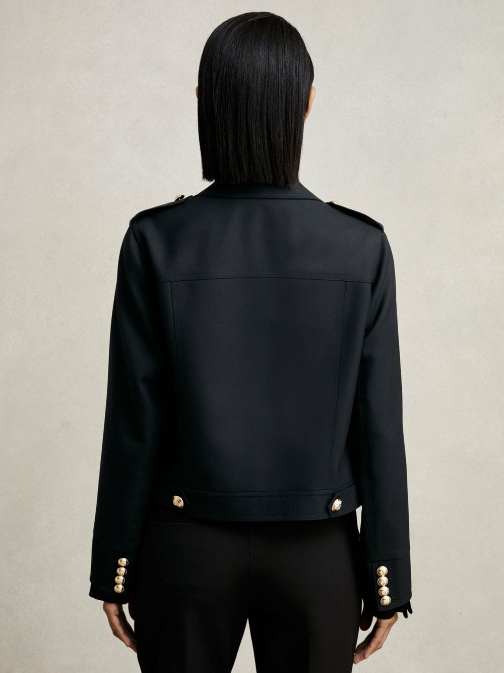 Wool Twin-Pocket Cropped Jacket Black | Womens