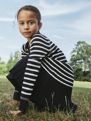 3-9 yrs Button-Detail Stripe Knitted Dress Navy/White | Children
