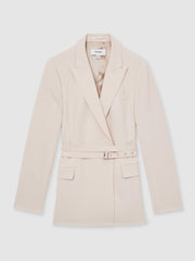 Single-Breasted Belted Suit Jacket Pink | Womens