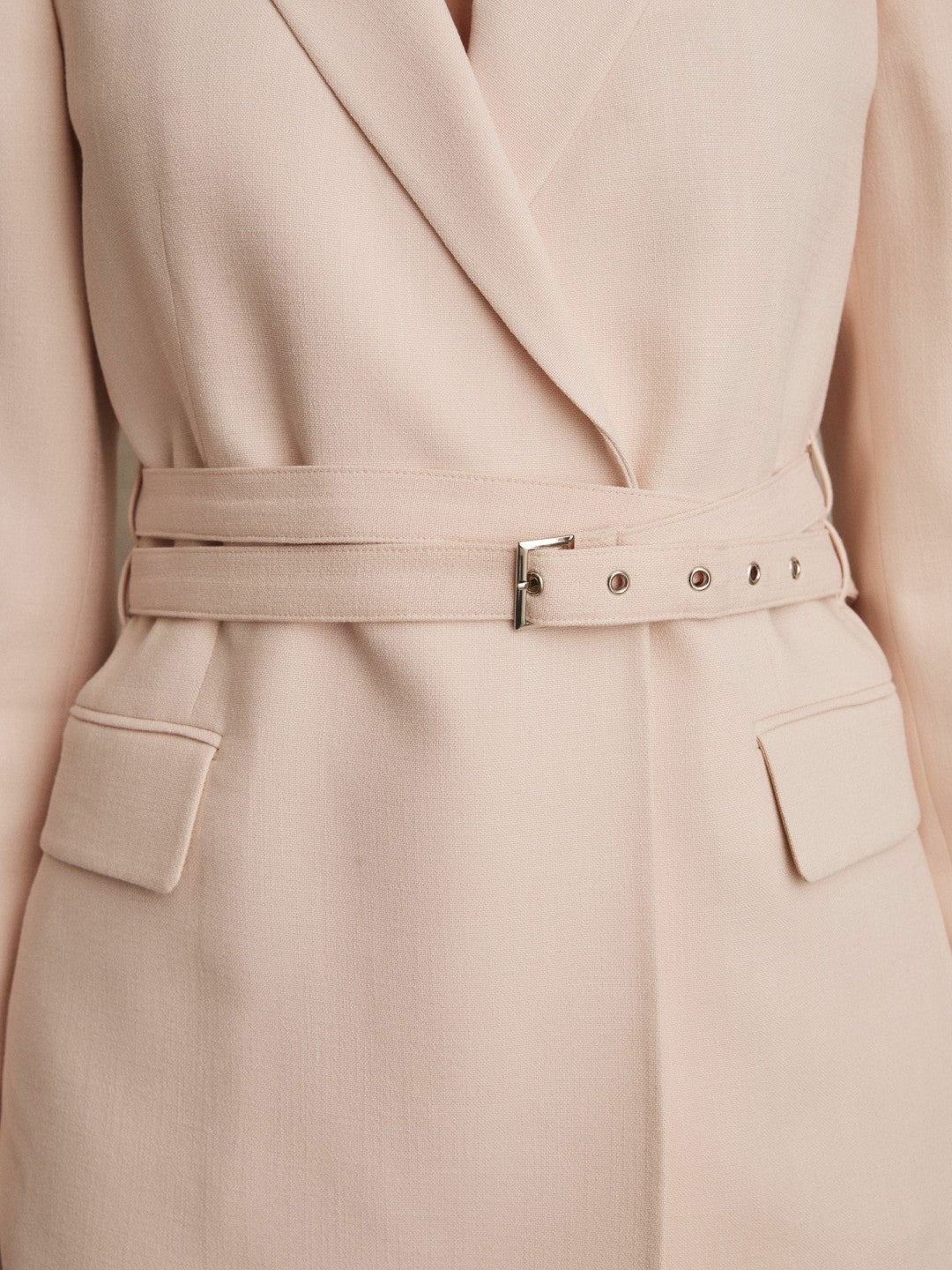 Single-Breasted Belted Suit Jacket Pink | Womens