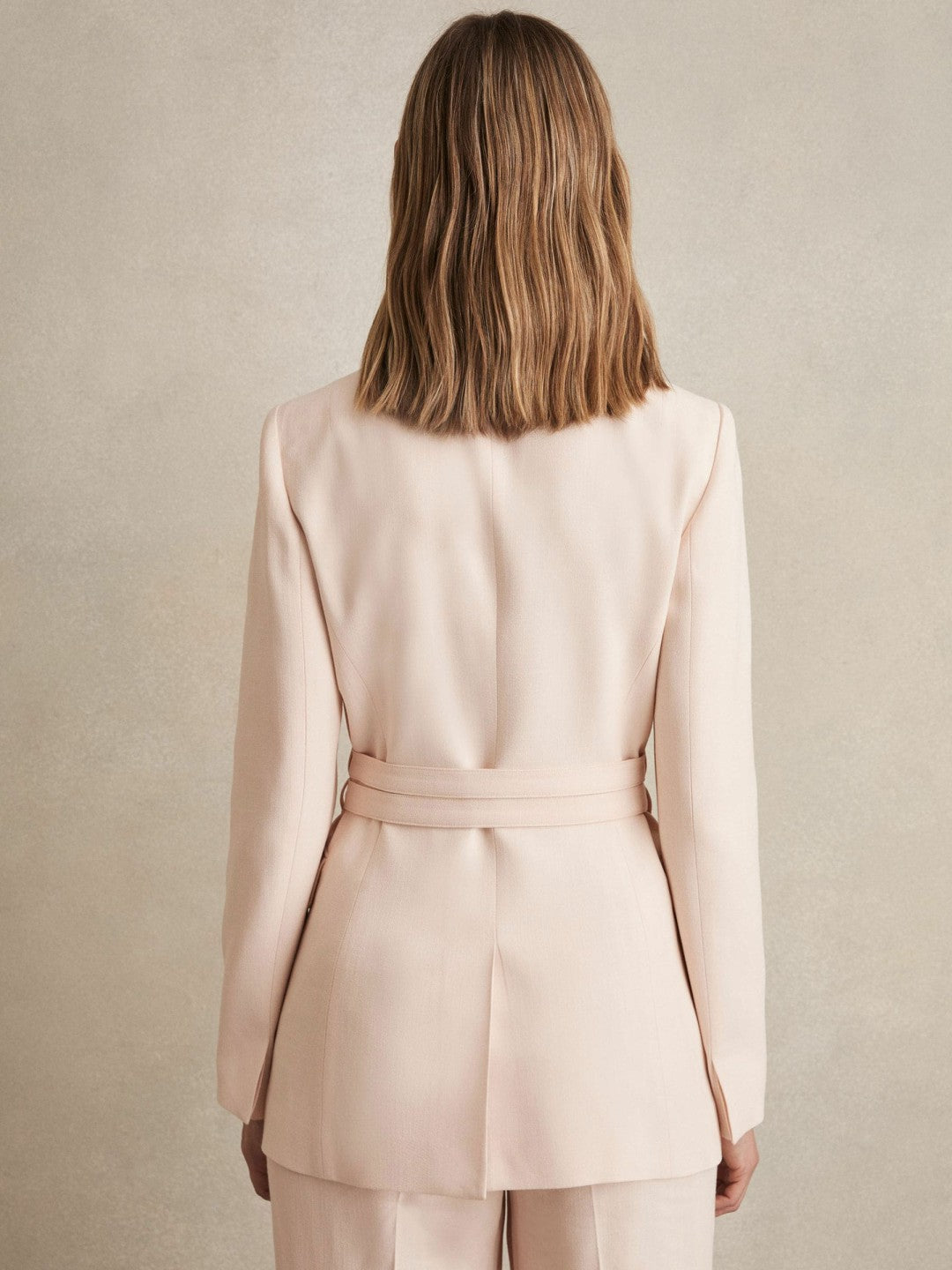 Single-Breasted Belted Suit Jacket Pink | Womens