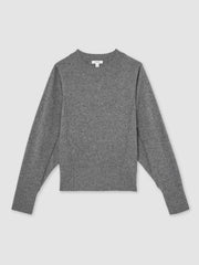 Wool-Blend Reverse-Seam Batwing Jumper With Cashmere Charcoal | Womens
