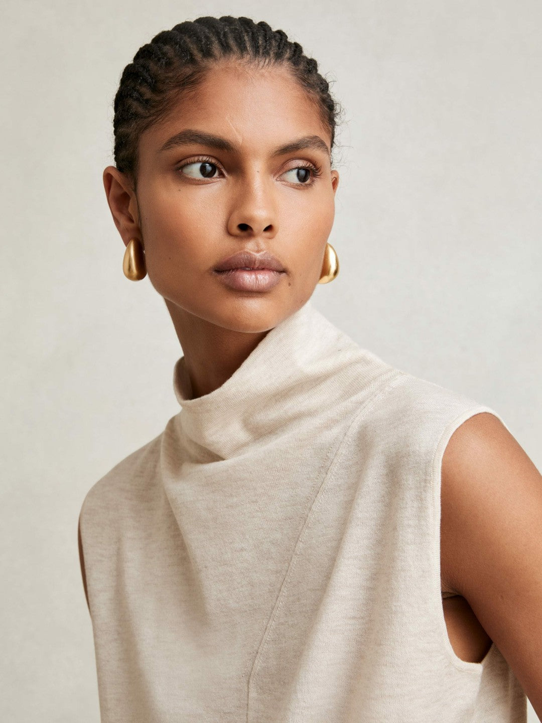 Wool Slouched Sleeveless Top Stone Neutral | Womens