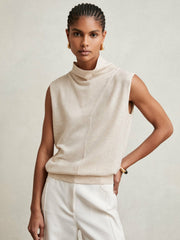 Wool Slouched Sleeveless Top Stone Neutral | Womens