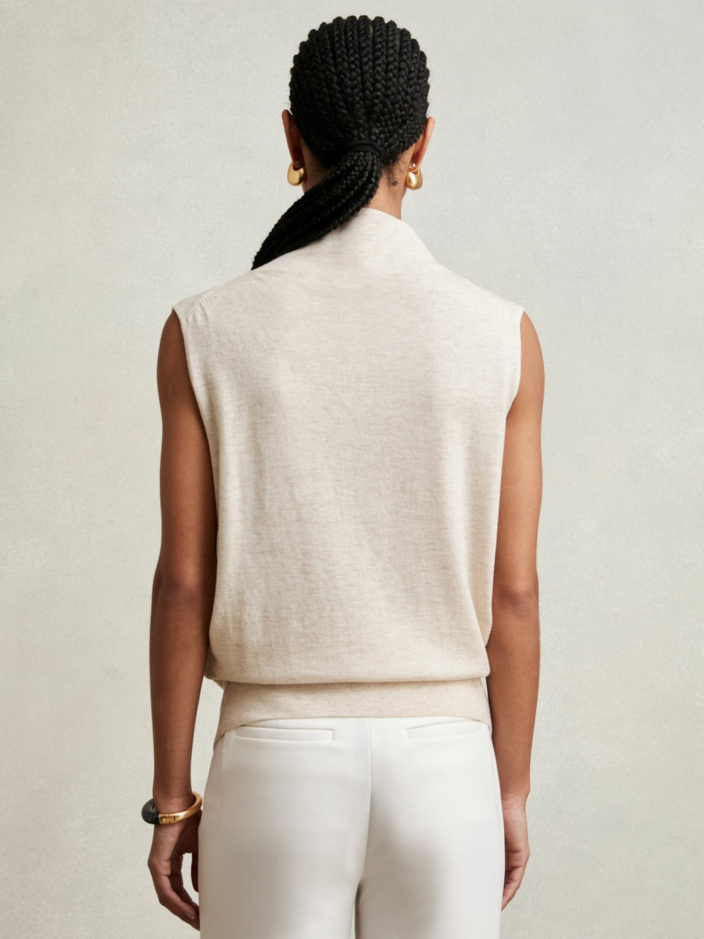 Wool Slouched Sleeveless Top Stone Neutral | Womens
