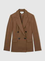 Wool-Blend Double-Breasted Suit Blazer Tan | Womens