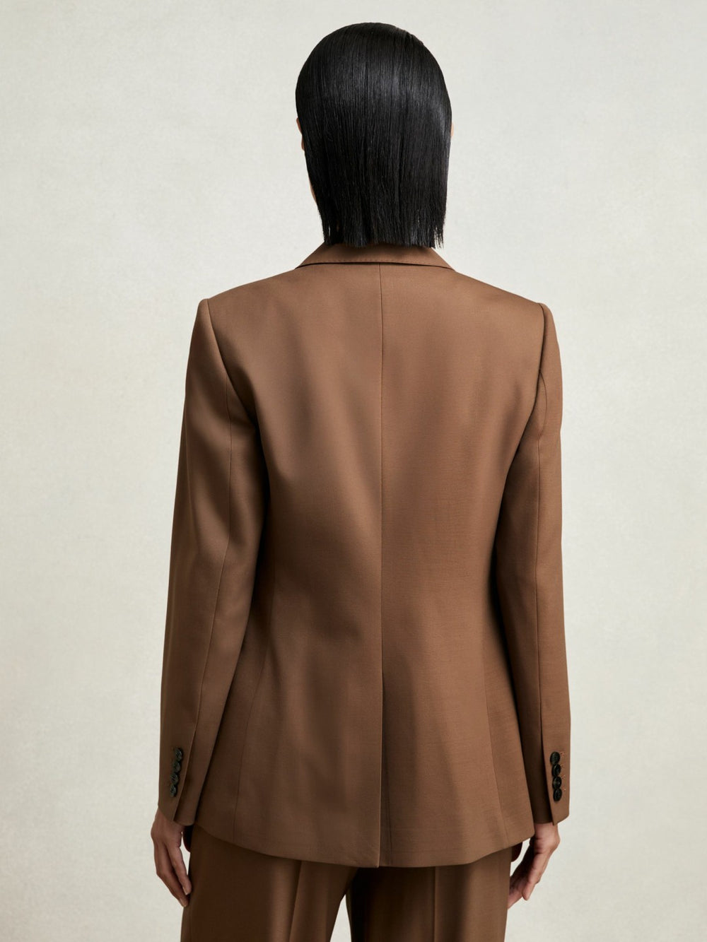 Wool-Blend Double-Breasted Suit Blazer Tan | Womens