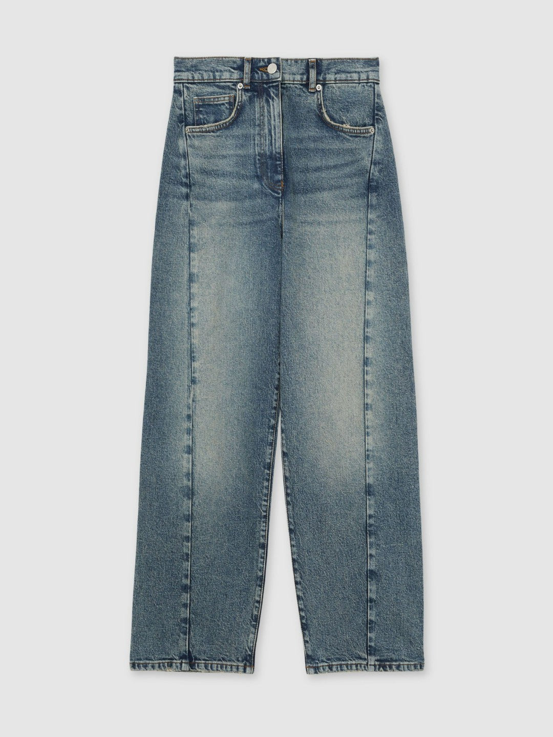 Petite Barrel-Leg Seam Jeans Mid Blue | Womens