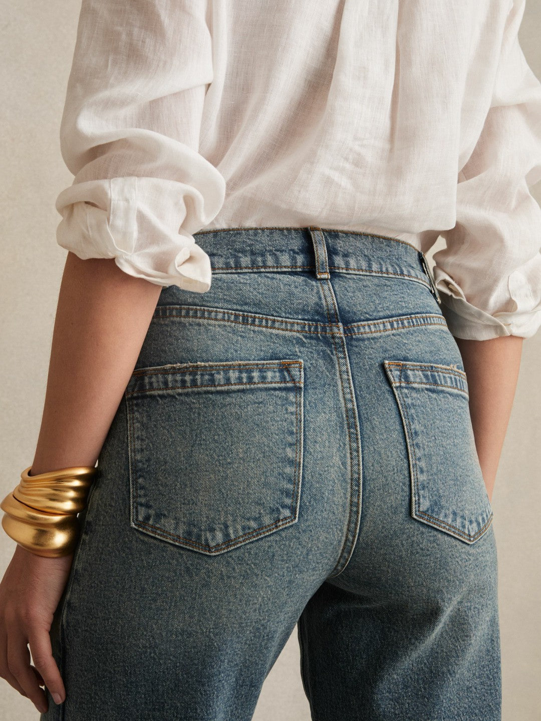 Petite Barrel-Leg Seam Jeans Mid Blue | Womens