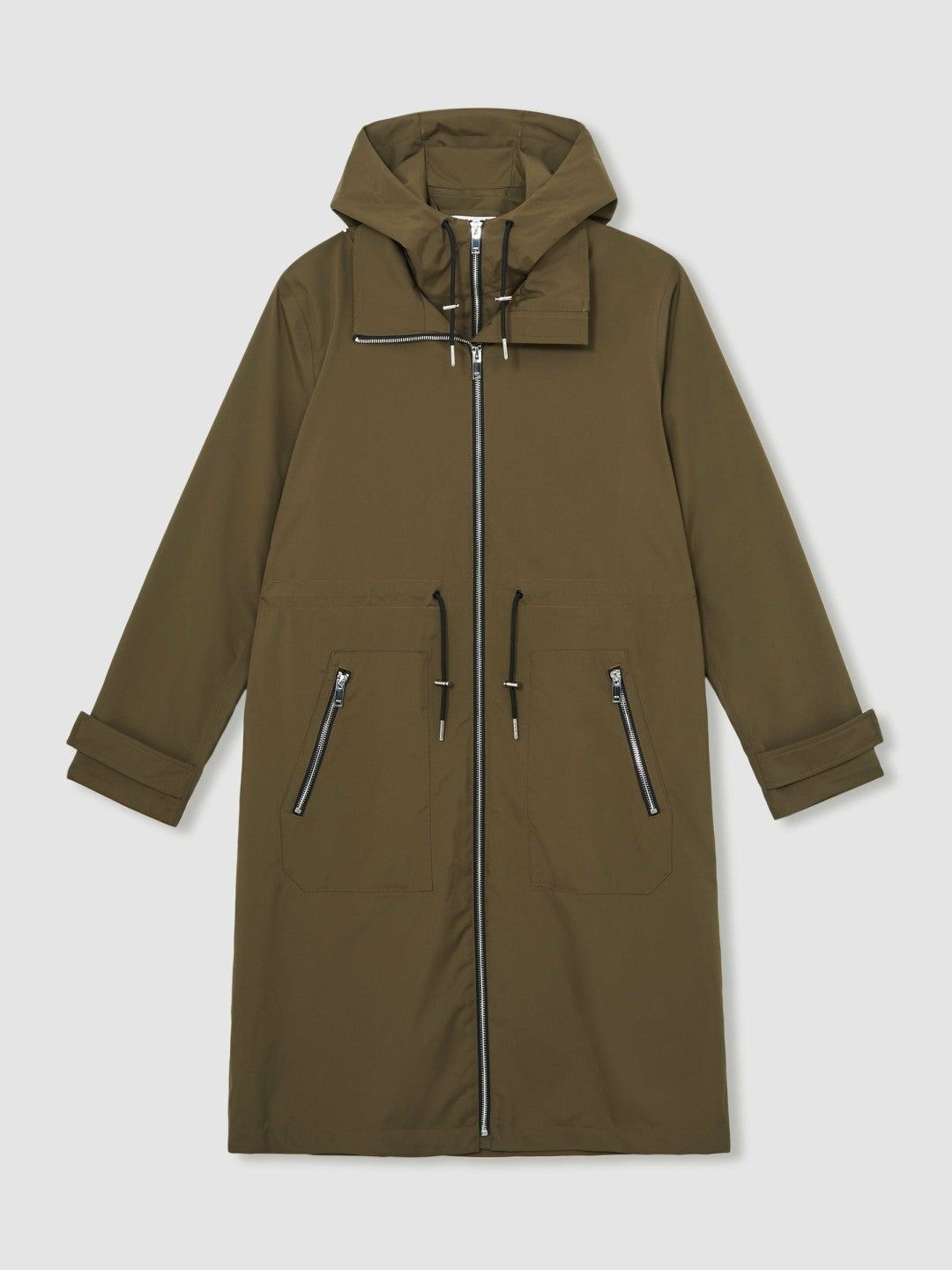 Removable-Hood Parka Rain Coat Khaki | Womens