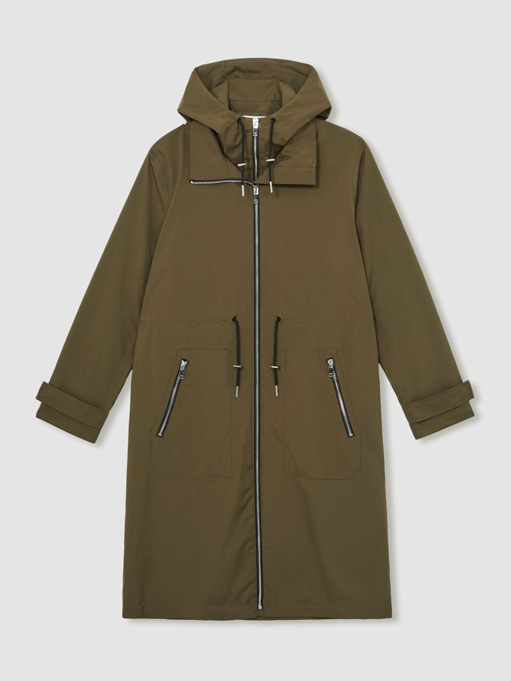 Removable-Hood Parka Rain Coat Khaki | Womens