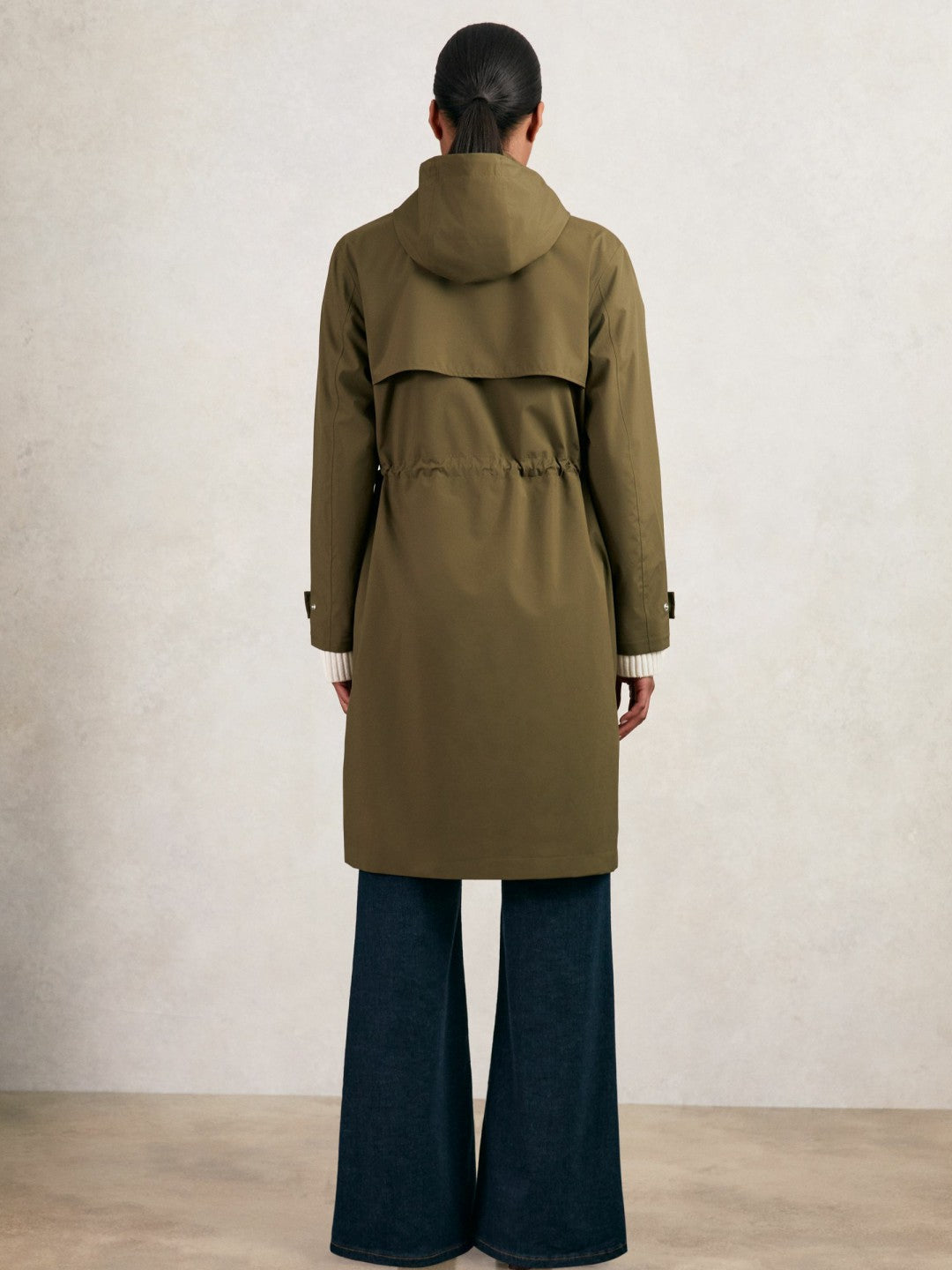 Removable-Hood Parka Rain Coat Khaki | Womens