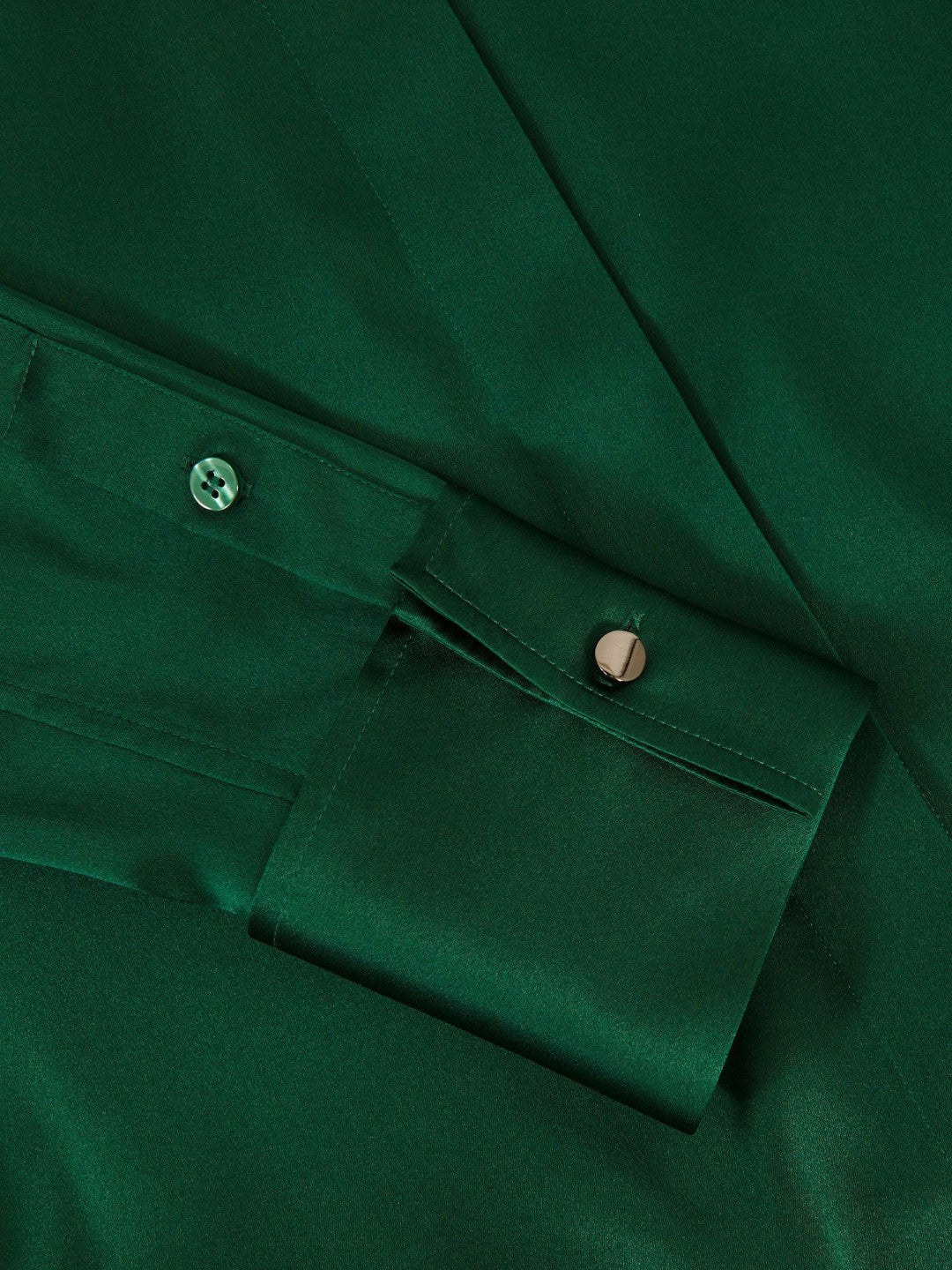 Silk-Satin Concealed-Placket Shirt Green | Womens