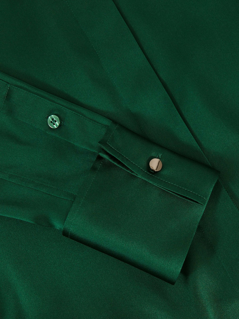 Silk-Satin Concealed-Placket Shirt Green | Womens