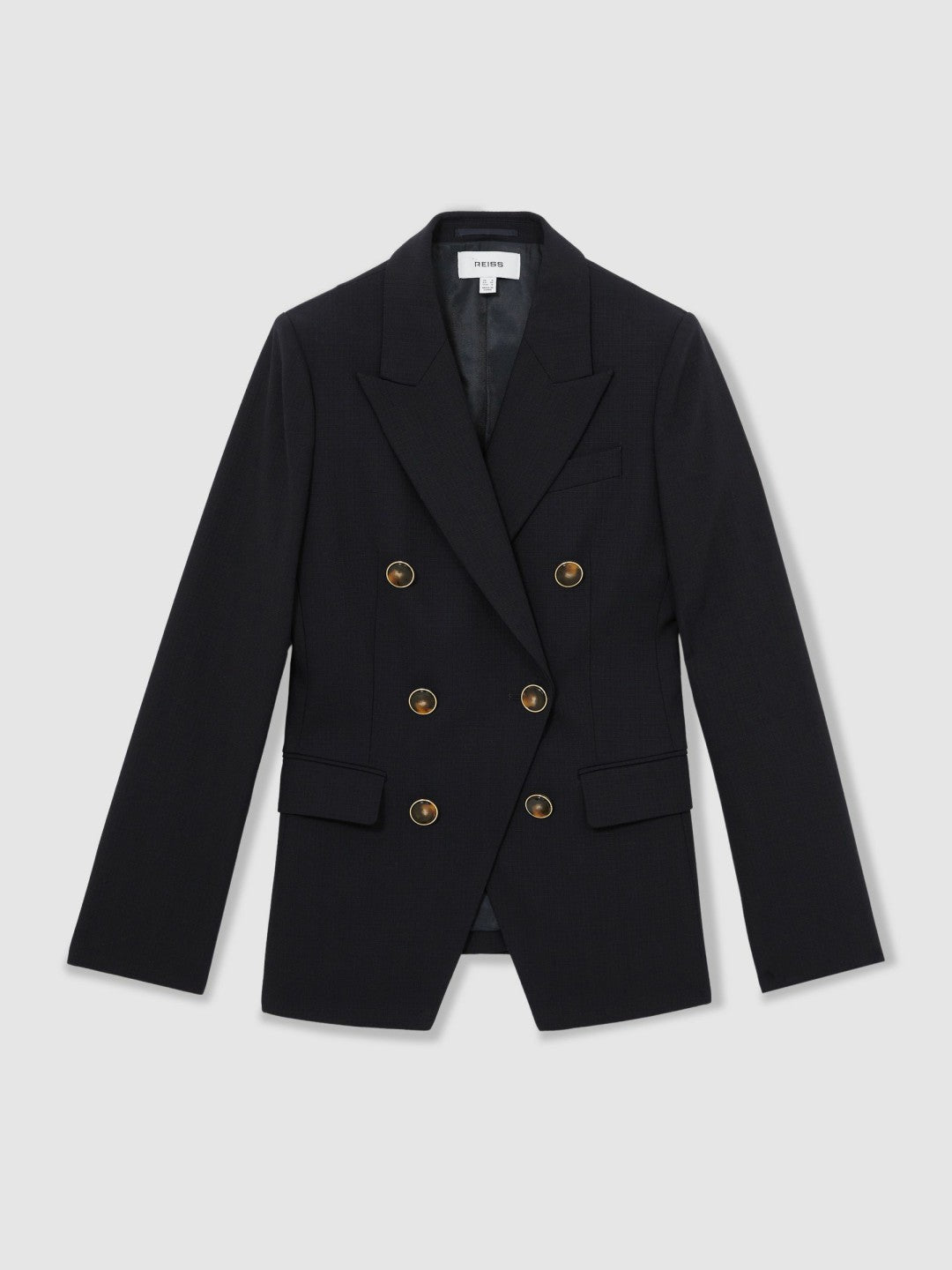 Petite Wool-Blend Double-Breasted Blazer Navy | Womens