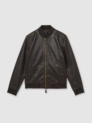 Leather Bomber Jacket Brown | Mens