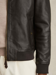 Leather Bomber Jacket Brown | Mens