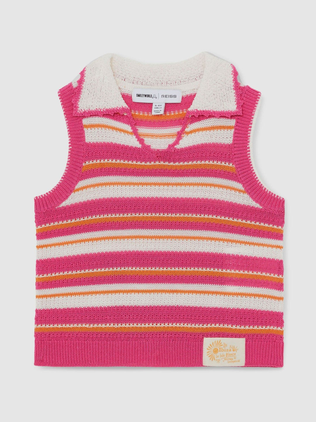 13-14 yrs SmileyWorld Stripe Knit Vest Pink | Children