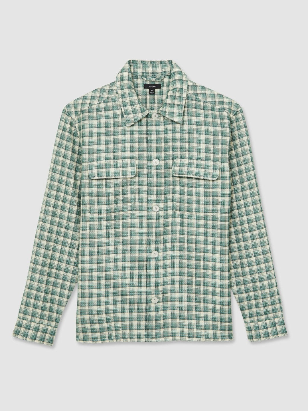 Woven Check Twin Pocket Overshirt Green Multi | Mens