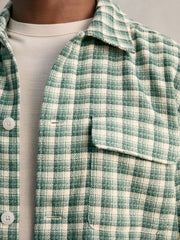 Woven Check Twin Pocket Overshirt Green Multi | Mens