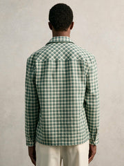 Woven Check Twin Pocket Overshirt Green Multi | Mens