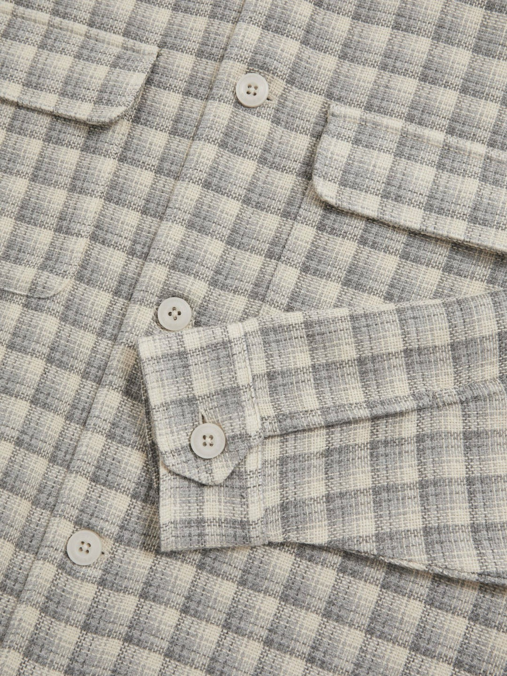 Woven Check Twin Pocket Overshirt Light Grey | Mens