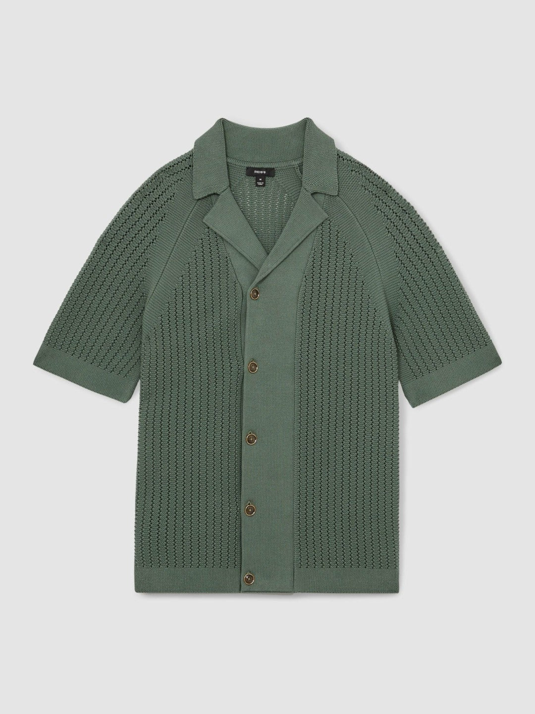Cotton Textured-Knit Cuban-Collar Shirt Pine Green | Mens