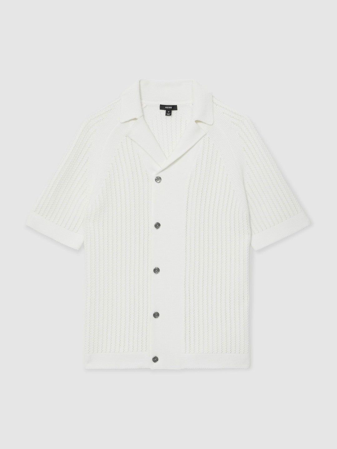 Cotton Textured-Knit Cuban-Collar Shirt White | Mens