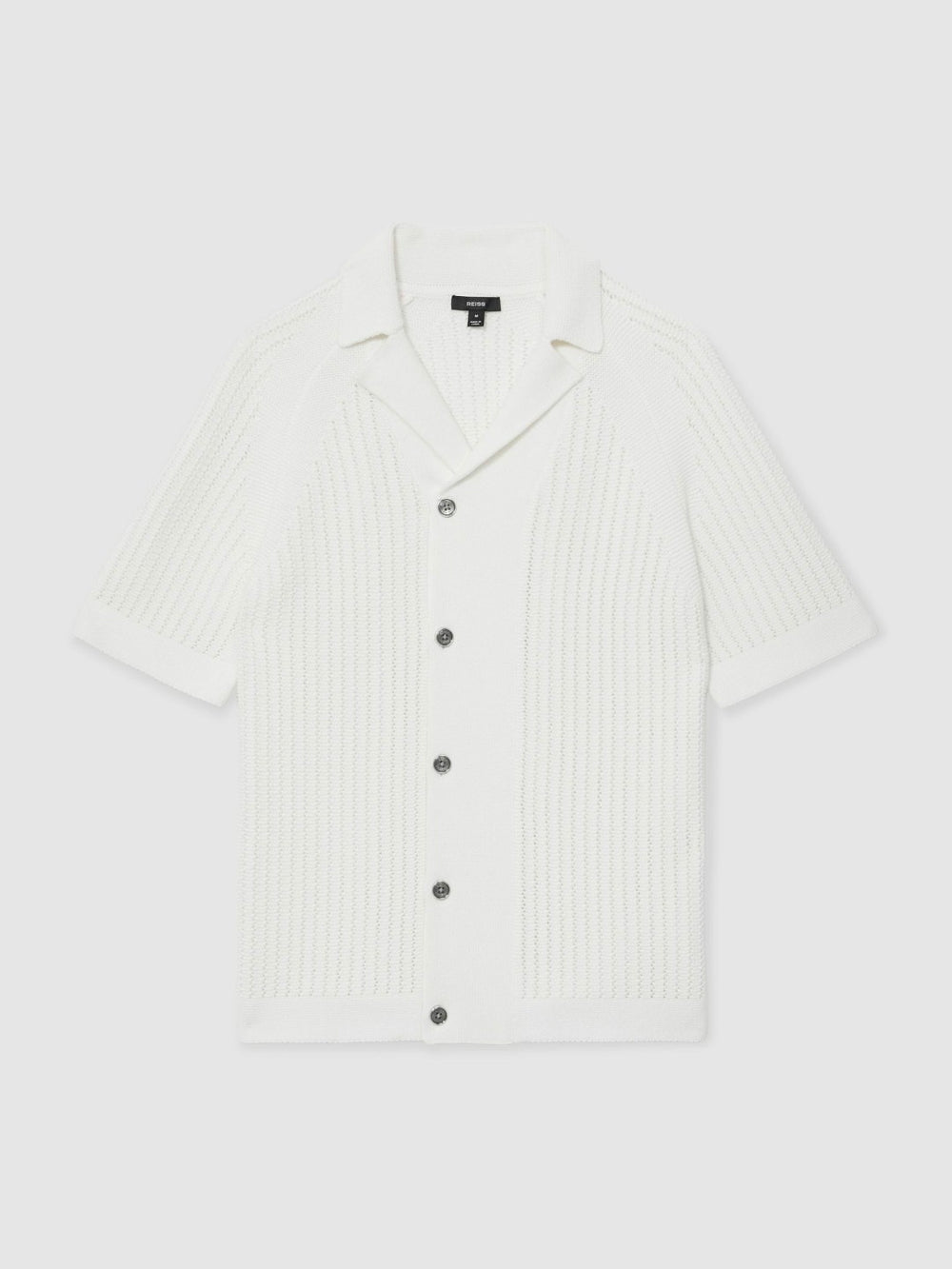 Cotton Textured-Knit Cuban-Collar Shirt White | Mens