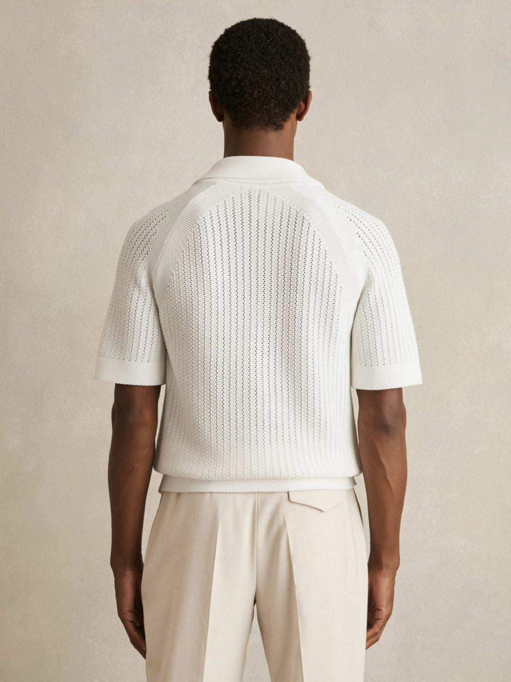 Cotton Textured-Knit Cuban-Collar Shirt White | Mens