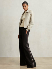 Petite Side-Stripe Wide-Leg Trousers Black | Womens
