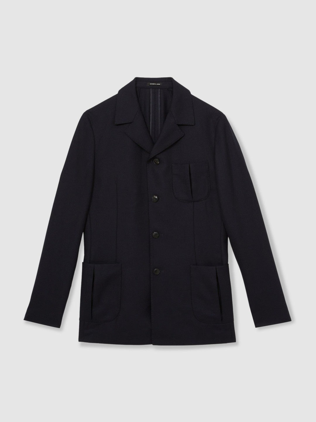 Wool-Blend Single-Breasted Blazer Slim-Fit Navy | Mens
