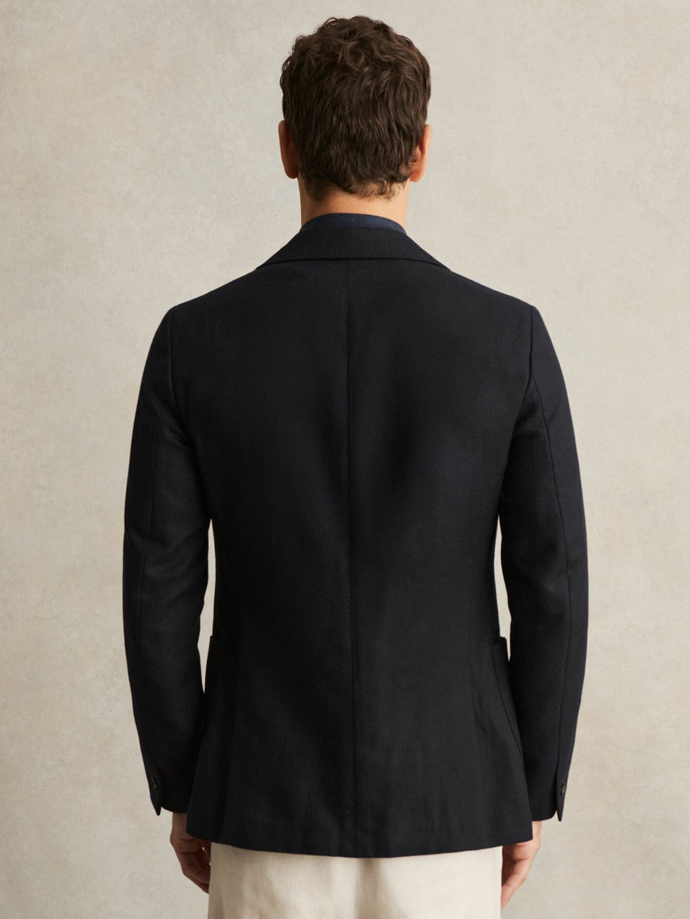 Wool-Blend Single-Breasted Blazer Slim-Fit Navy | Mens