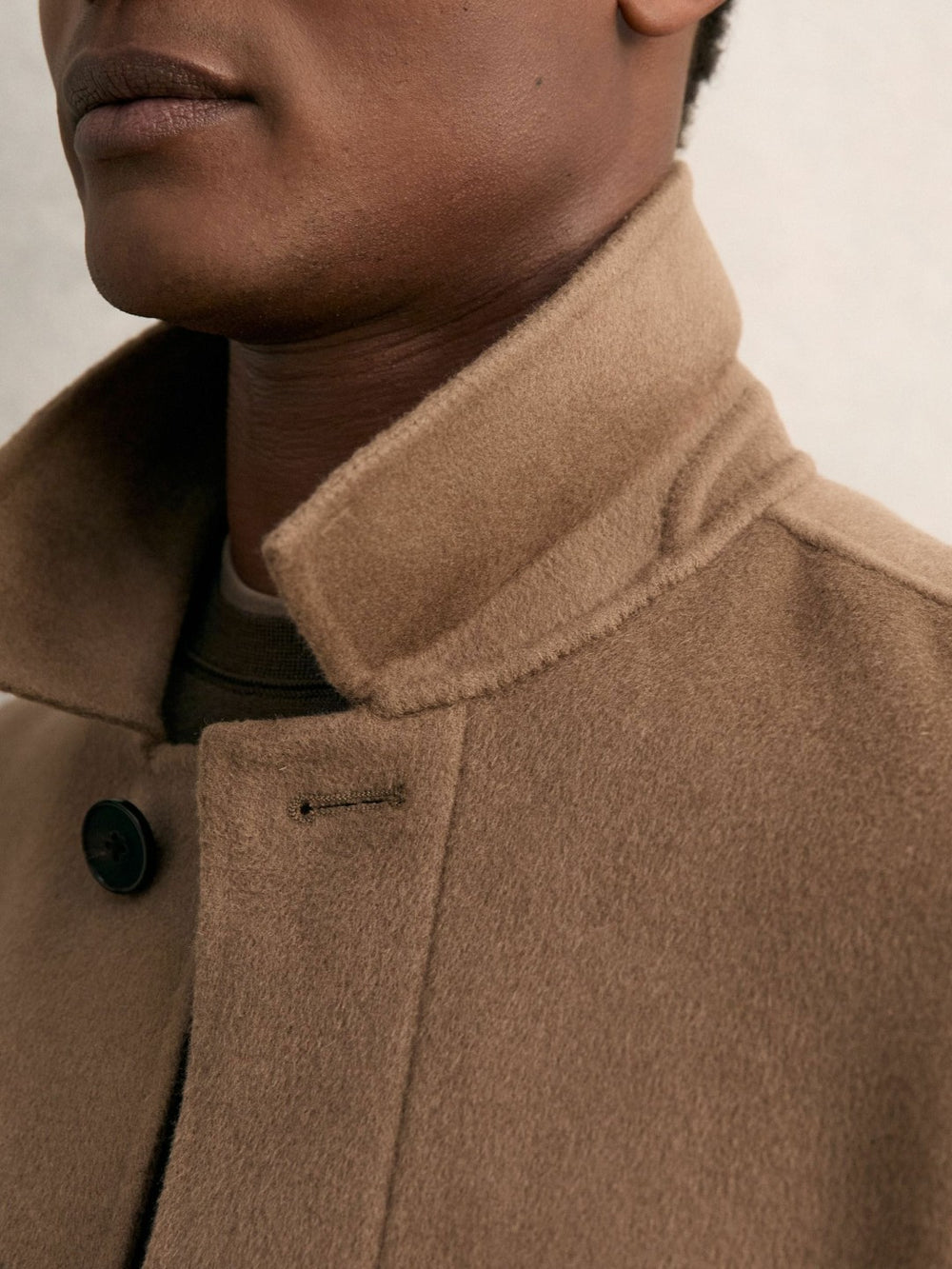Wool Blend Double Face Button Jacket Brown | Mens