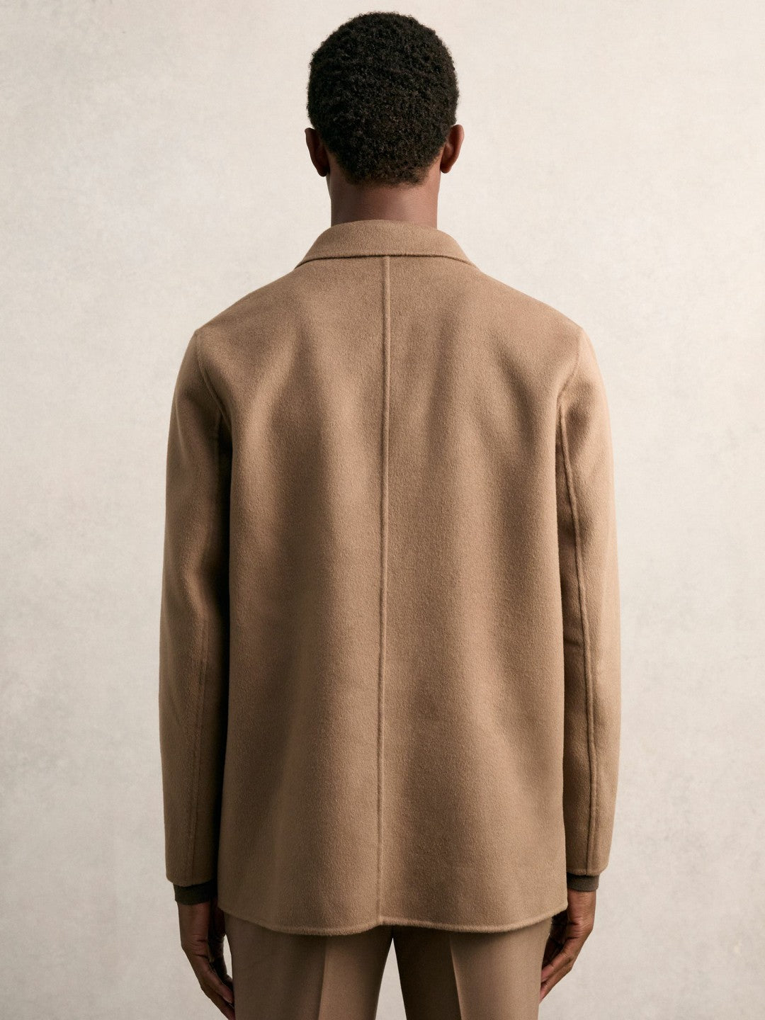 Wool Blend Double Face Button Jacket Brown | Mens