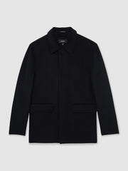 Wool Blend Double Face Button Jacket Navy | Mens
