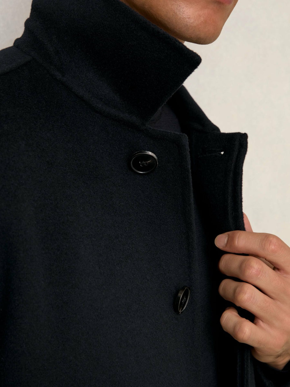 Wool Blend Double Face Button Jacket Navy | Mens