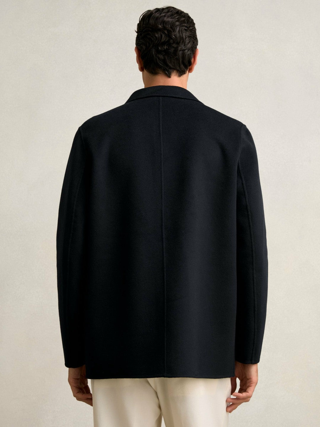 Wool Blend Double Face Button Jacket Navy | Mens
