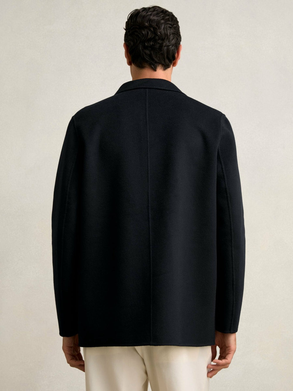 Wool Blend Double Face Button Jacket Navy | Mens