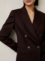 Petite Wool-Blend Double-Breasted Suit Blazer Aubergine | Womens