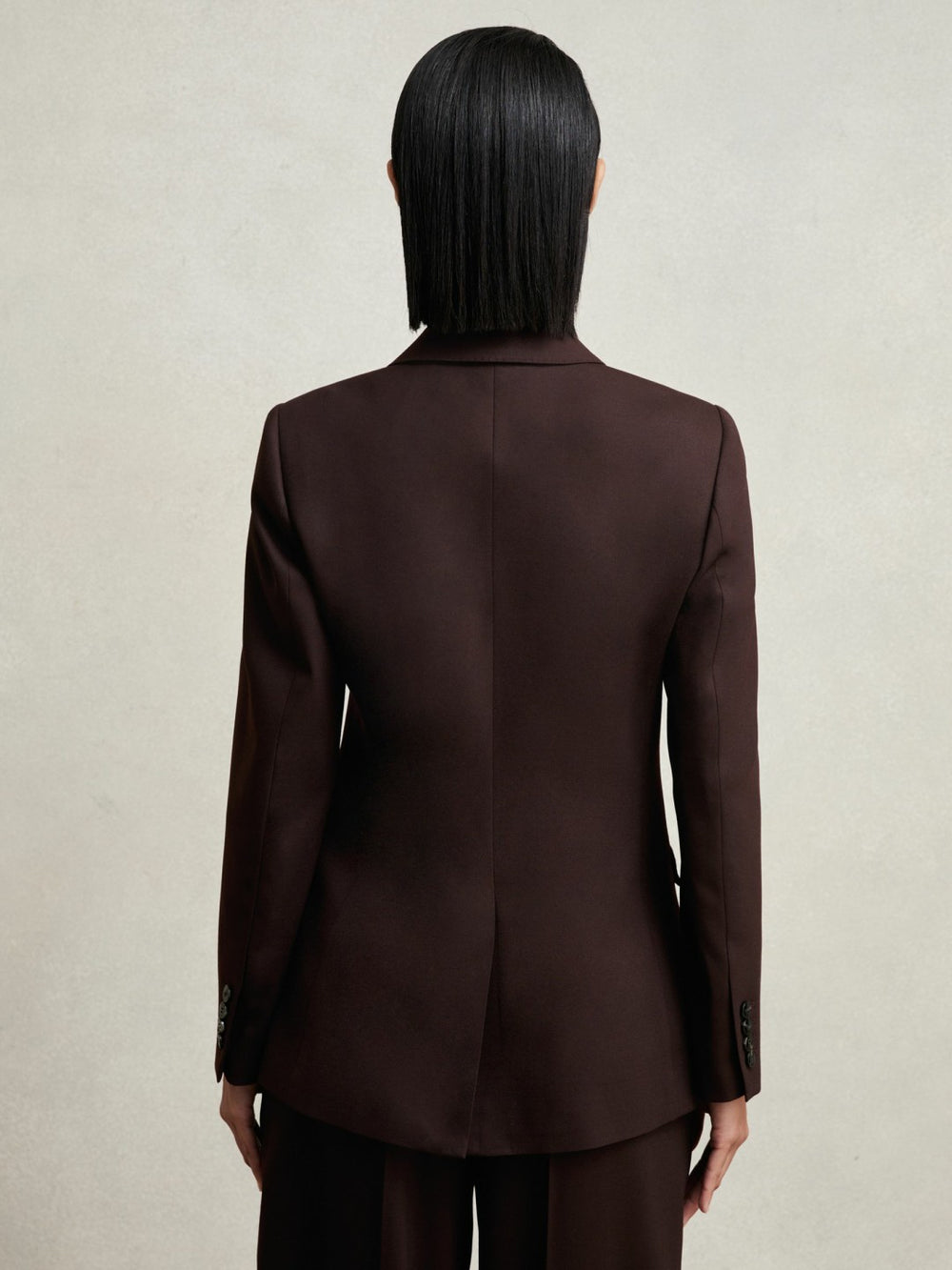 Petite Wool-Blend Double-Breasted Suit Blazer Aubergine | Womens