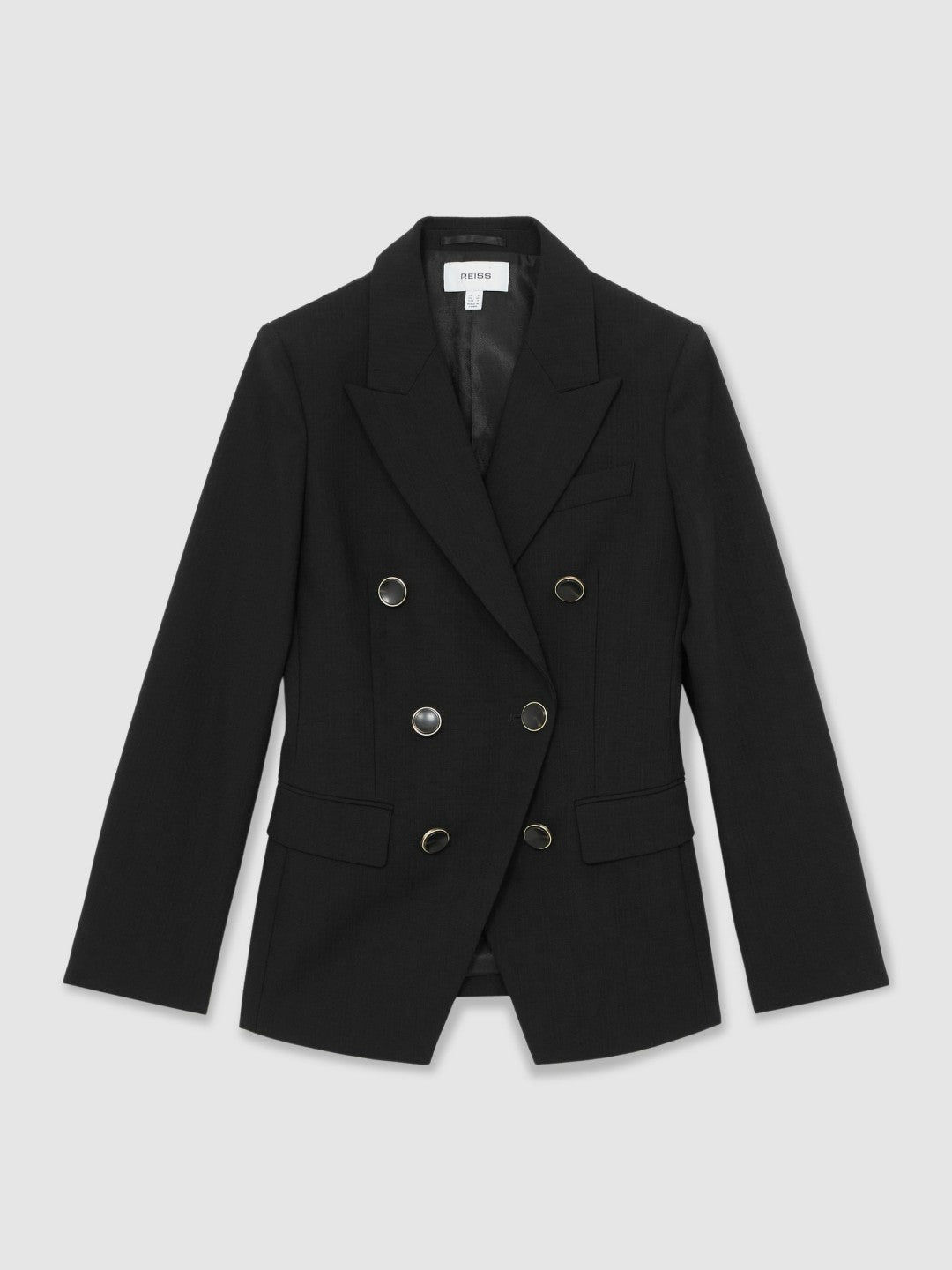 Petite Wool-Blend Double-Breasted Blazer Black | Womens